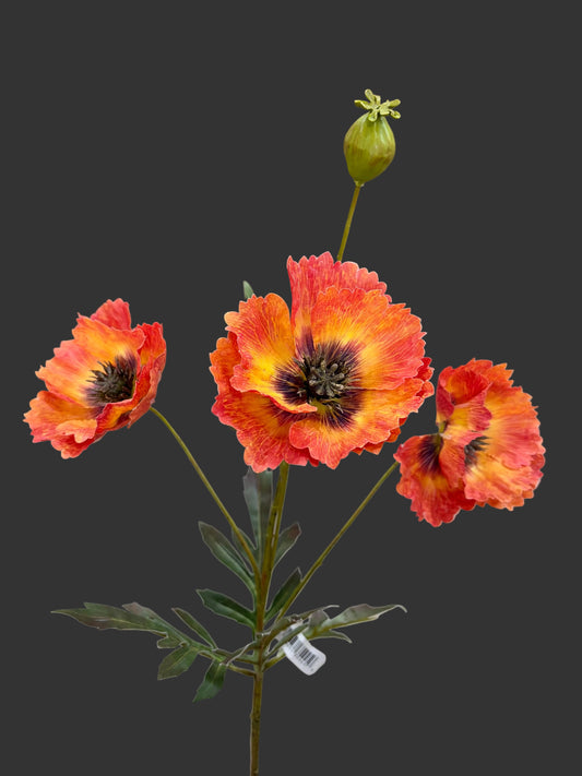 27in Red Autumn Poppy - Premium Florals for Wreaths, Arrangements and Home Decor CRI