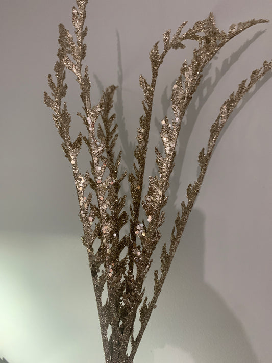 Glittered CHAMPAGNE Fern Spray