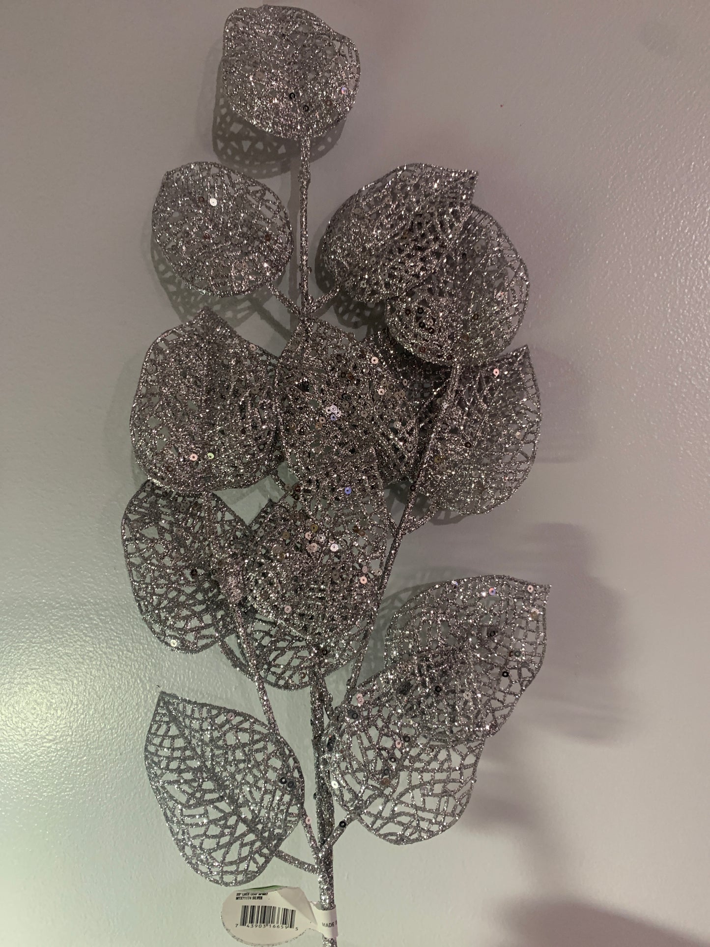 25in MESH Lace Leaf Spray SILVER