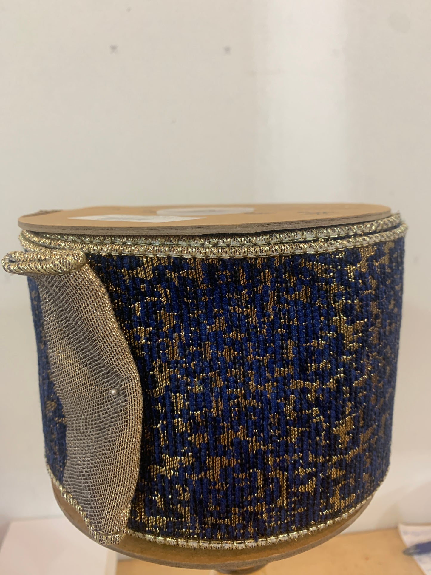 4in DOUBLE FUSED Jacquard BLUE/GOLD La Ribbons