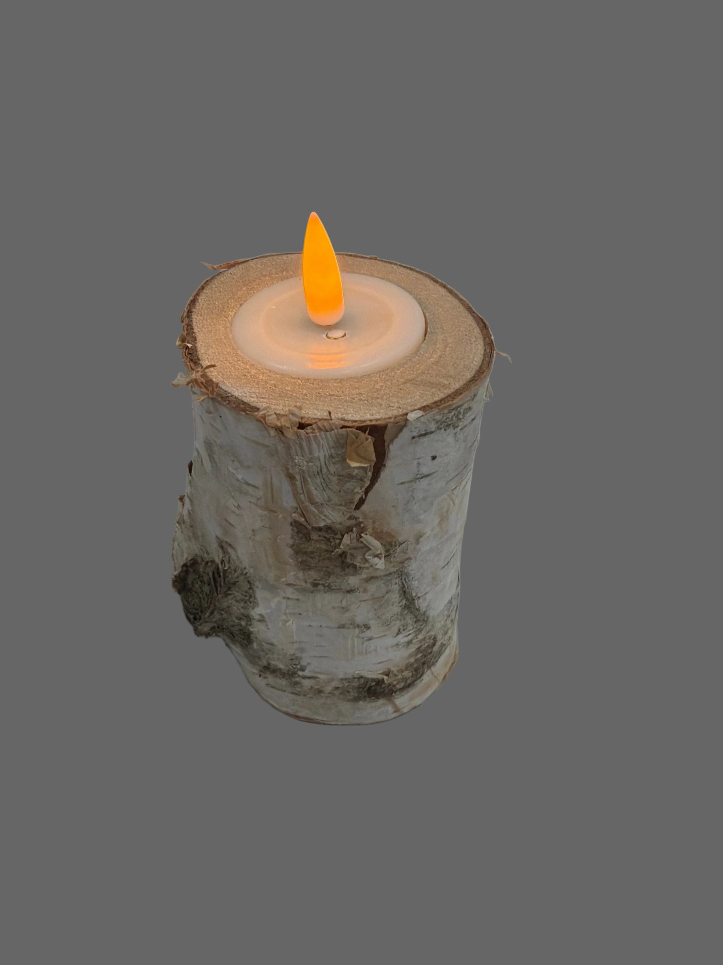 4in Birch Candle Holder w/Blow Light Winter Woods