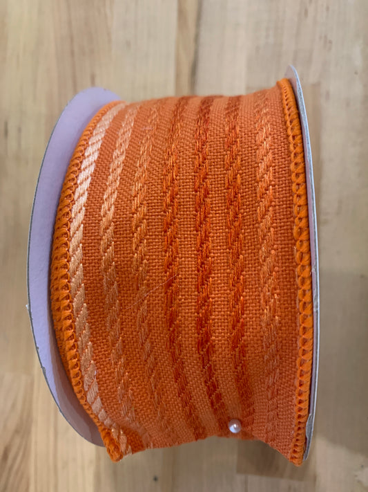 2.5inx10yd ORANGE STRIPE Faux Tweed Ribbon