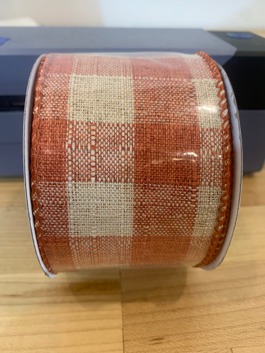 2.5in Burlap Check BRICK/NATURAL