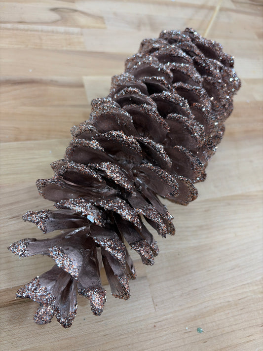 10in Metallic Glitter Sugar Cone DARK CHAMPAGNE Winter Woods