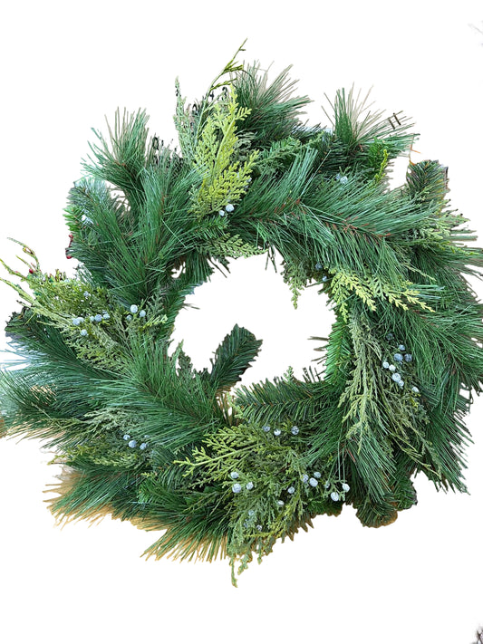24in Pine Cedar Juniper Mix Wreath Frame - Premium Base for Wreaths Essentials