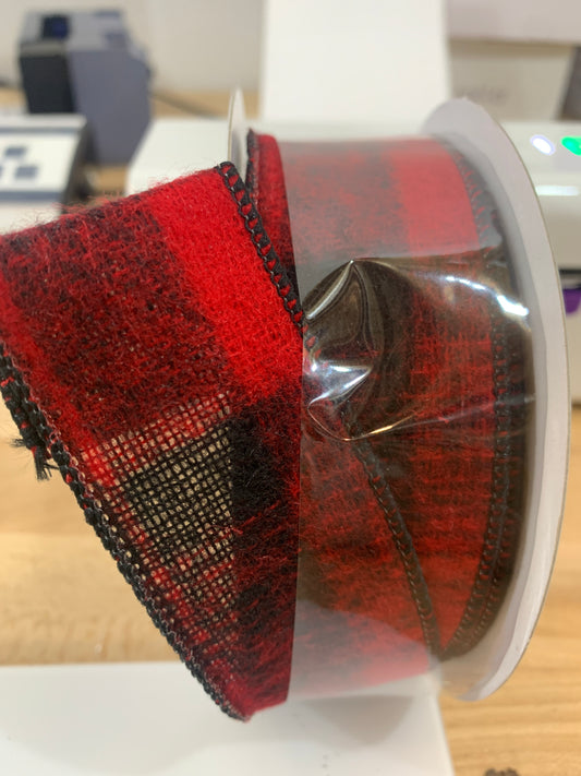 1.5inx10yd Buffalo Plaid Red/Black Flannel