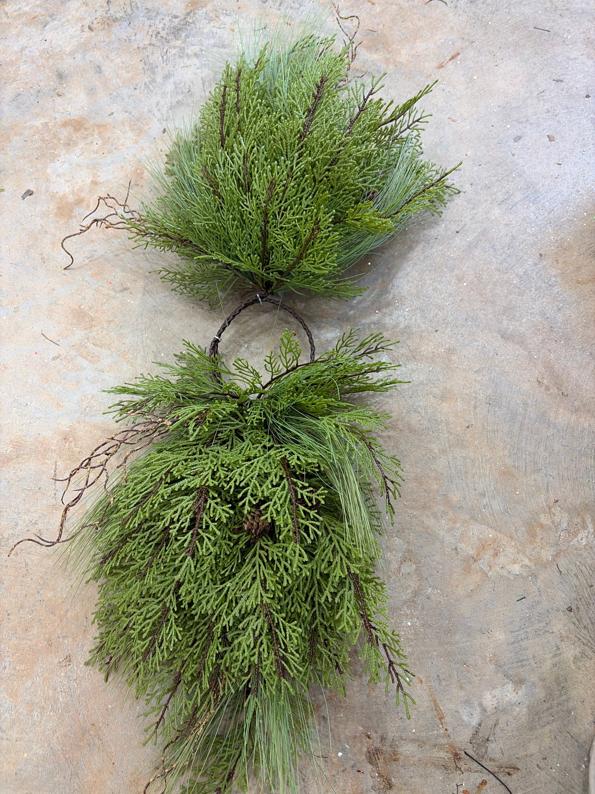 38in Mixed Evergreen Centerpiece Swag - Premium Base for Floral Designs and Home Decor K&K