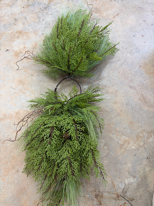 38in Mixed Evergreen Centerpiece Swag - Premium Base for Floral Designs and Home Decor K&K