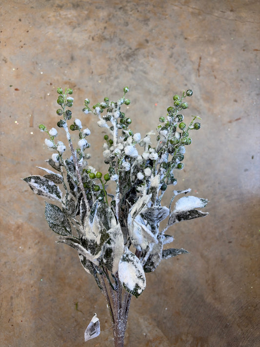 19in Snowed Berry Bush - Premium Greenery for Wreaths, Arrangements and Home Decor Allstate