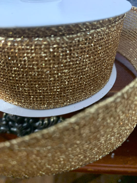1.5inx10yd Glittered Micro-Net GOLD
