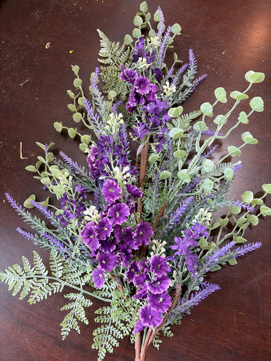 36in Purple Blooms Fern & Ivy - Premium Florals for Wreaths and Home Decor
