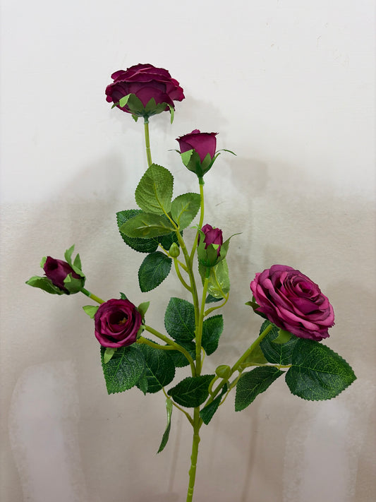27in Magenta Roses and Buds - Premium Florals for Wreaths and Home Decor
