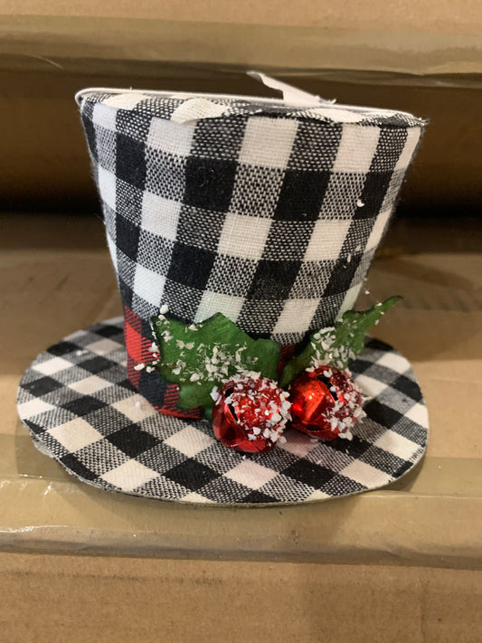 4in Black/White Plaid WINTER HAT