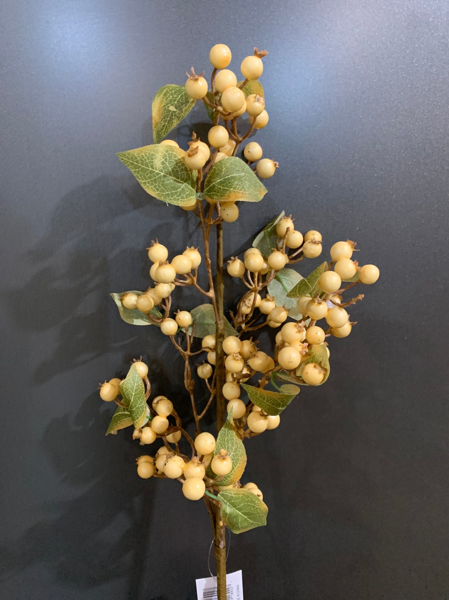 27in CREAM Berry GREEN Leaf Spray