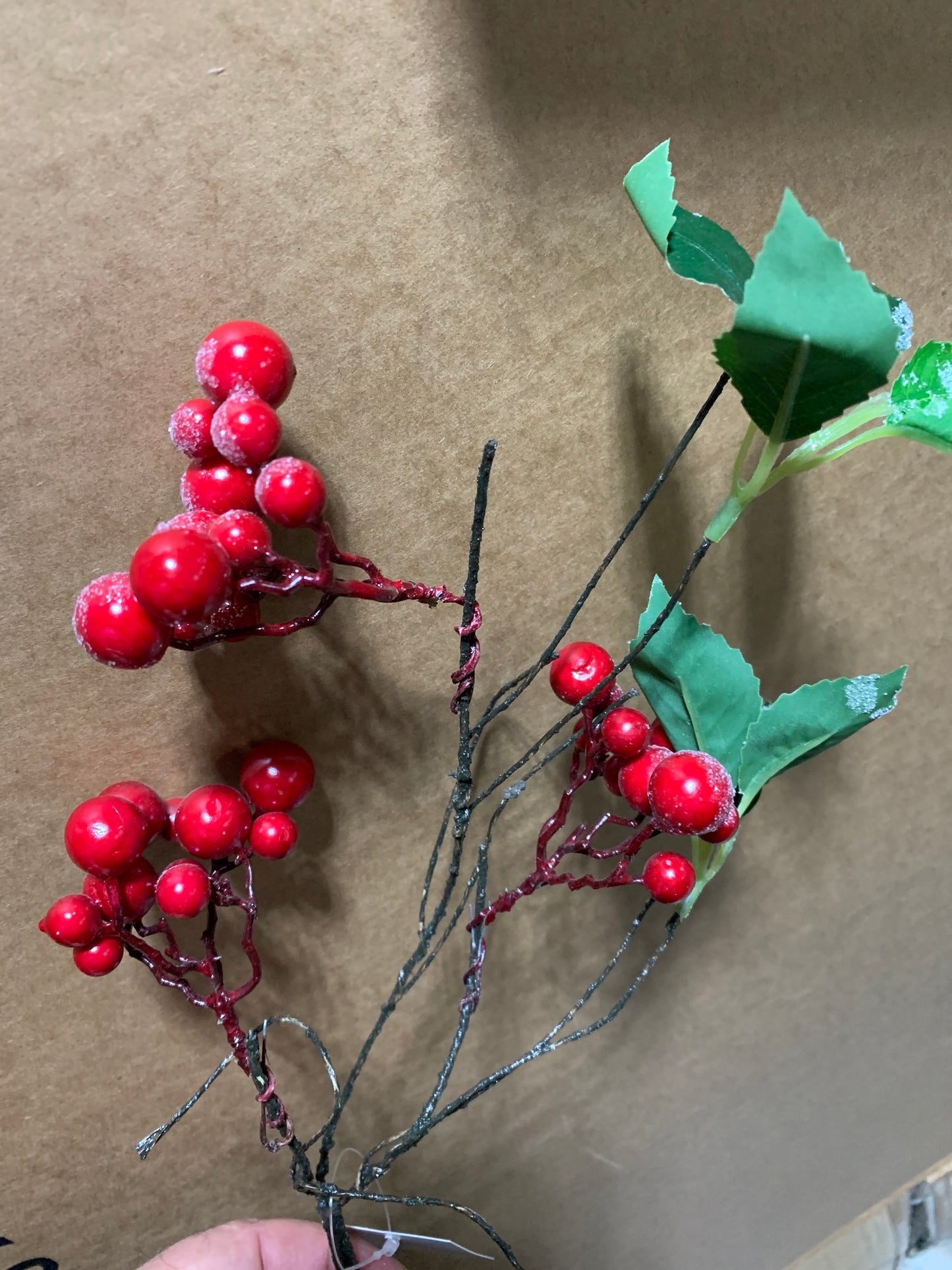 Lightly Iced RED Berry w/Leaves