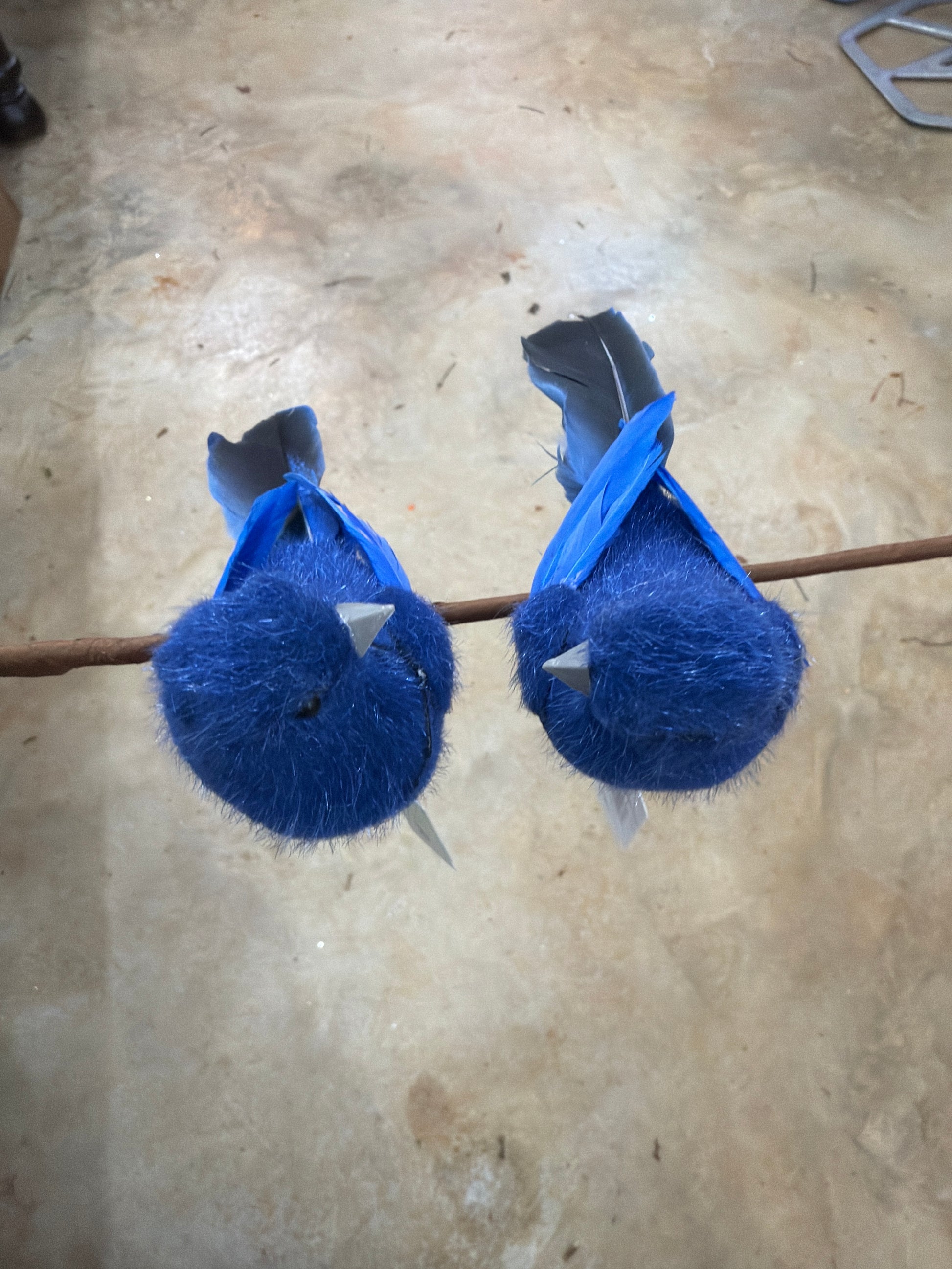 5in Faux Feather Blue Bird PAIR - Premium Attachments for Wreaths, Arrangements and Home Decor Regency