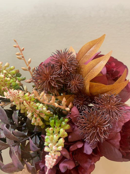 Fall Peony/Hydrangea Bundle x11 MAROON Golden Bell