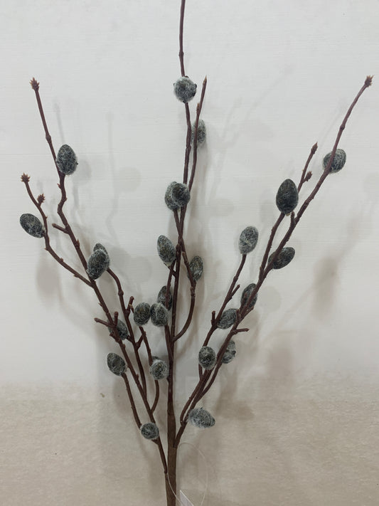 19in Dark Green Fuzzy Pussy Willow Spray