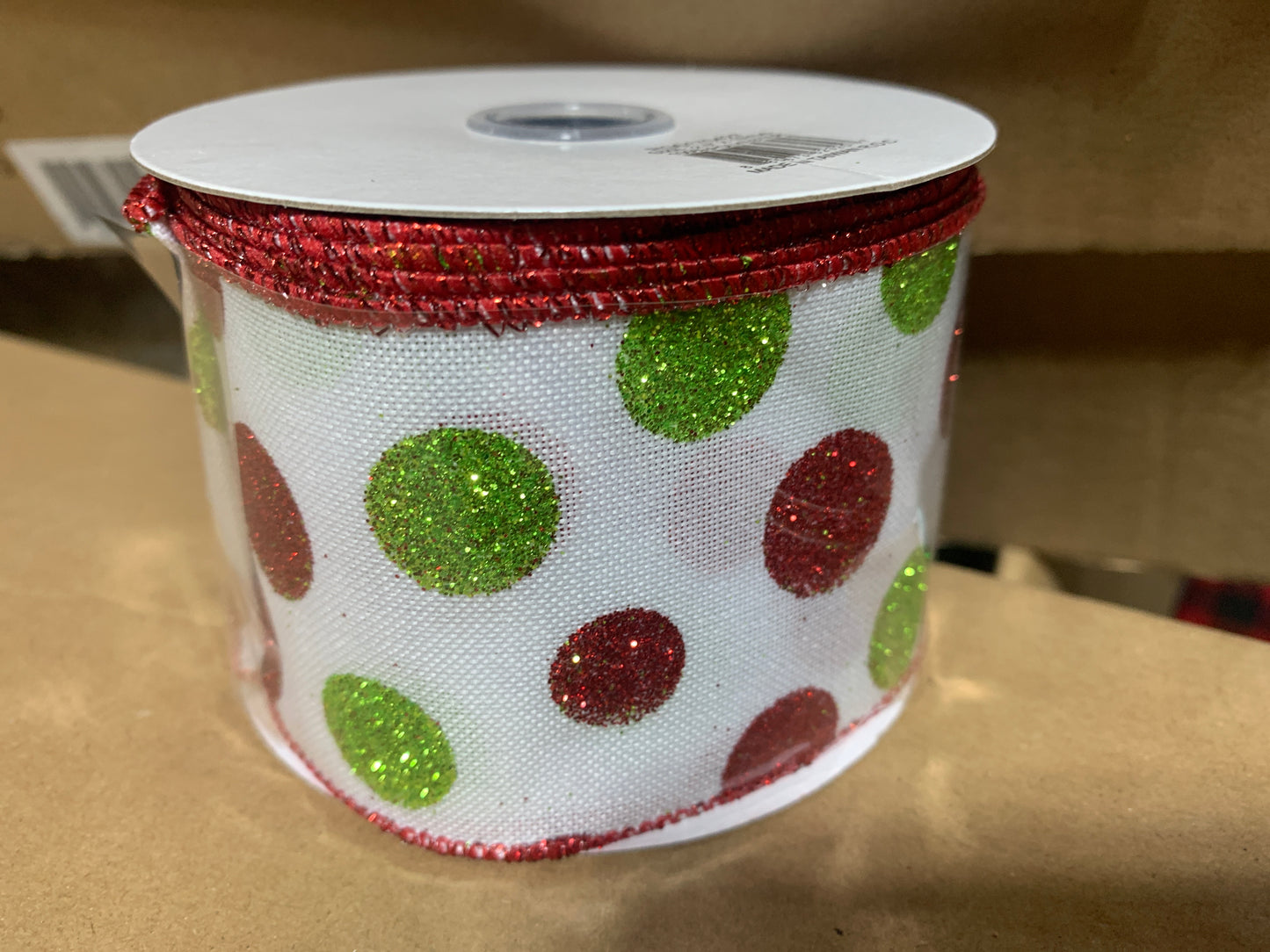 2.5inx10yd Red/Green Dot on White