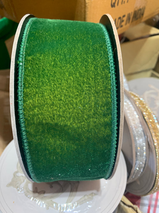 DStevens 2.5inx10yd DARK GREEN Velvet