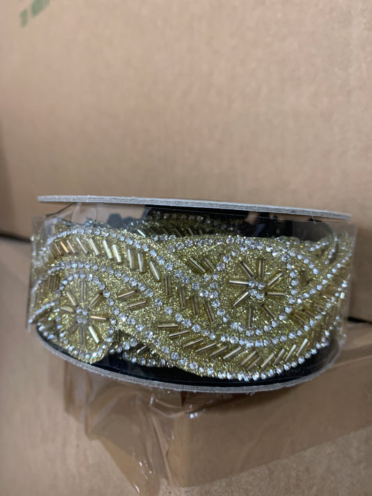 1.5 x 5yards Jewel Rope Ribbon YELLOW GOLD