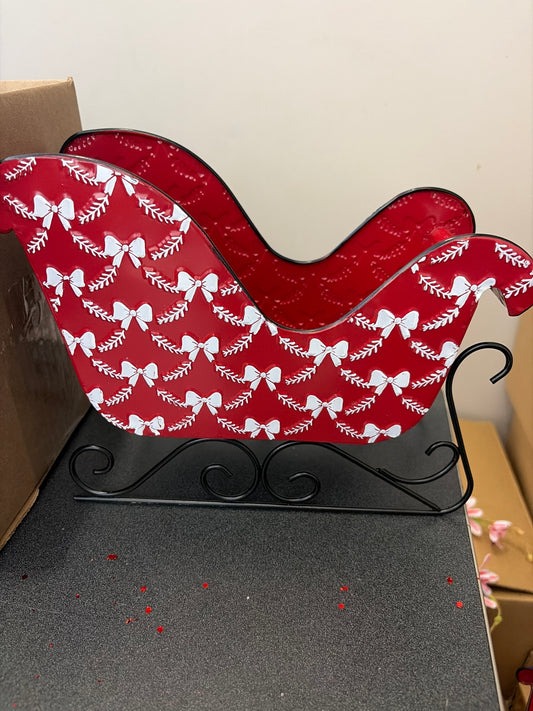 Small red/white event sleigh Brian Lane Designs