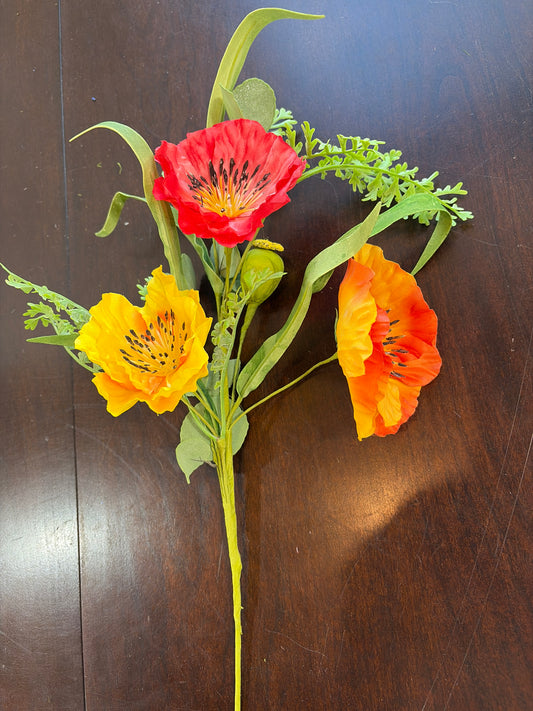 17in Mixed Poppies