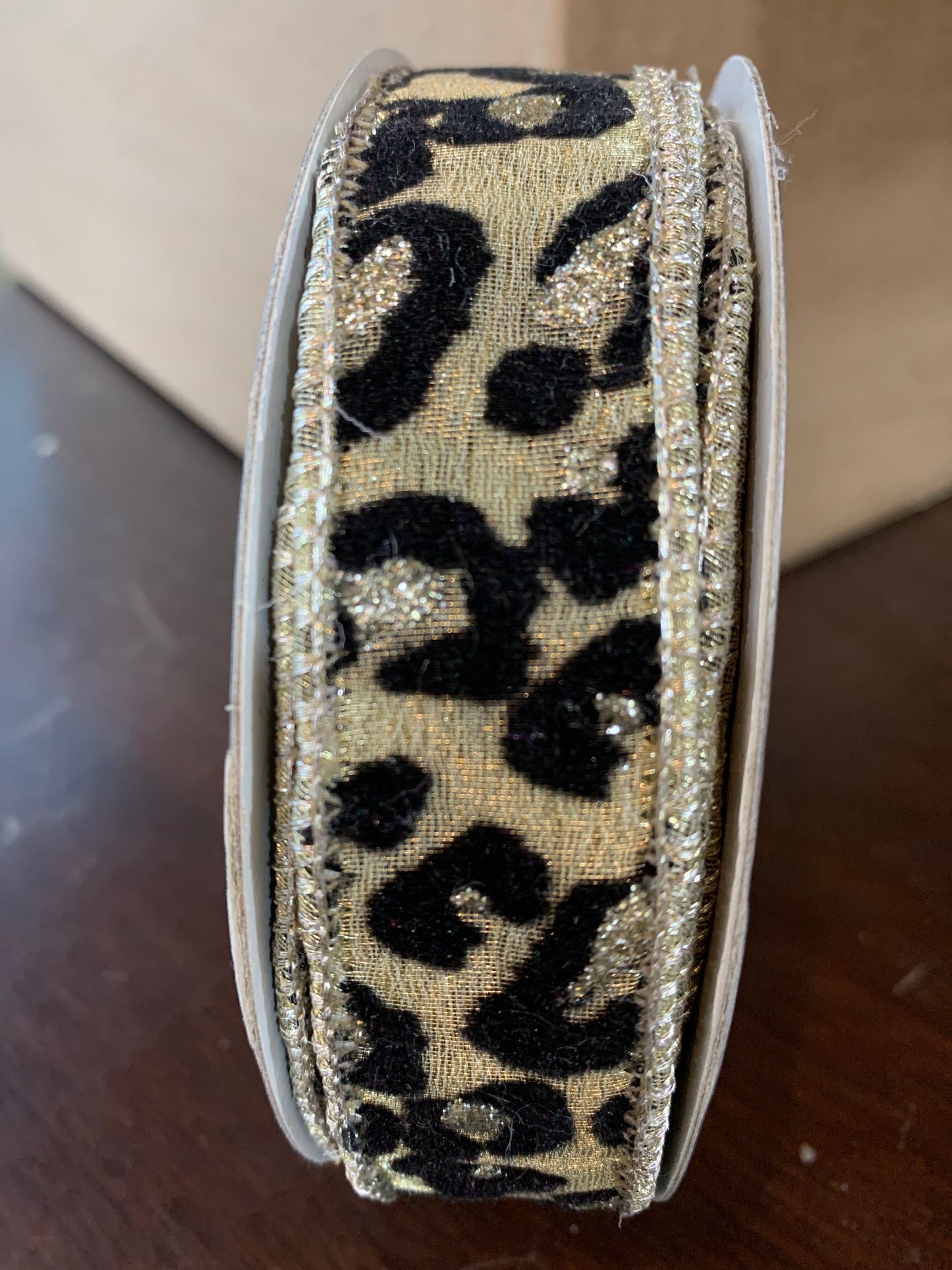 Farrisilk 1inx10yd Metallic Animal Print PLATINUM