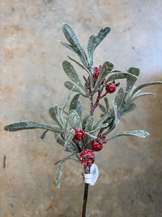 12in Frosted Mistletoe & Berry - Premium Greenery for Wreaths, Arrangements and Home Decor Regency