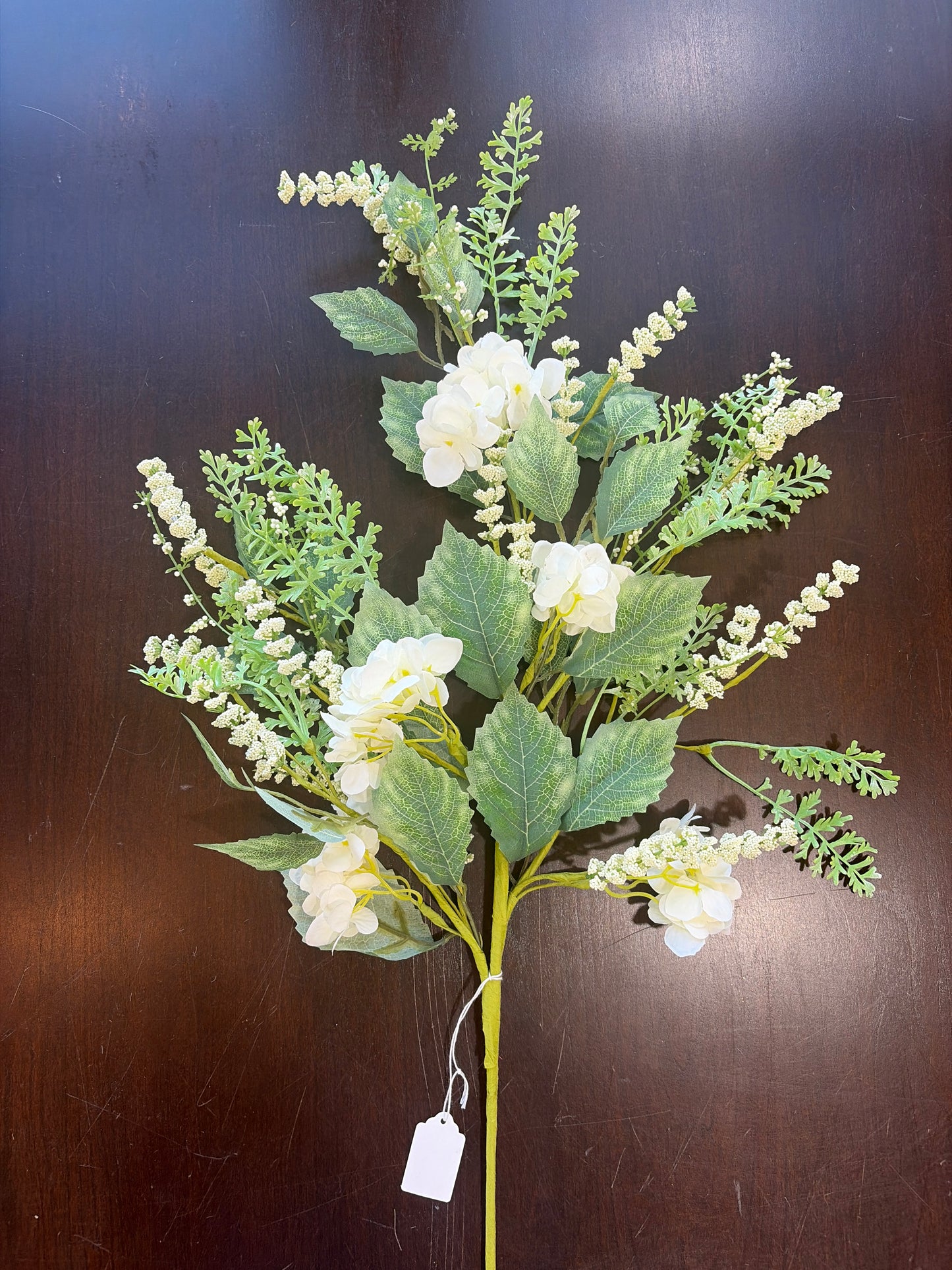 White Florals with Rose Leaf, Fern, Seeds 34in - Premium Florals for Wreaths and Home Decor