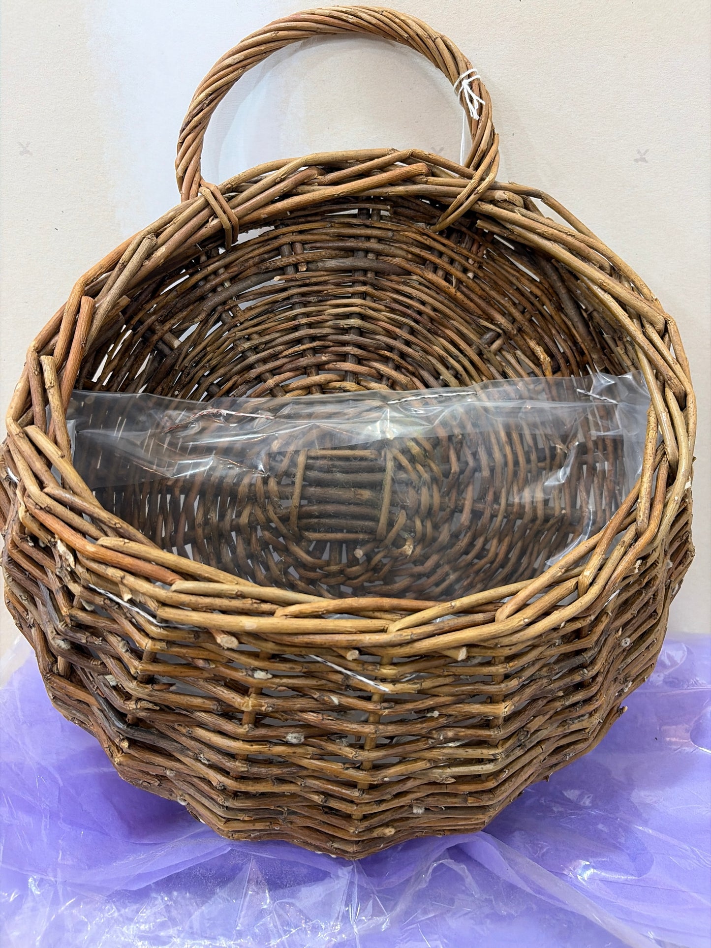 12x15in Brown Rattan Wall Basket