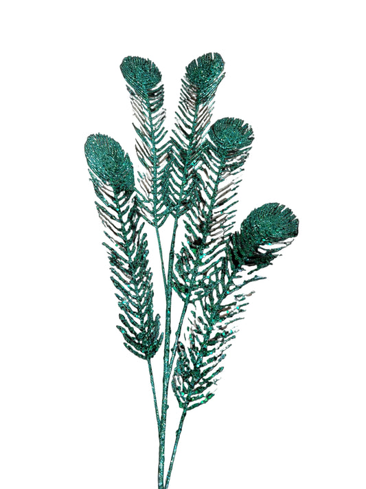 37in Glitter Peacock Feather x5 - Premium Greenery for Wreaths, Arrangements and Home Decor Craig Bachman