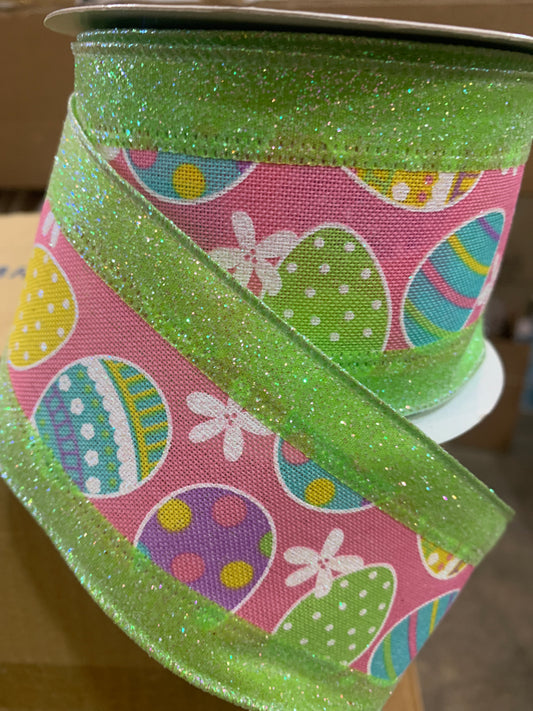 2.5inx10yd 3in1 Easter Egg Glitter GR/PK