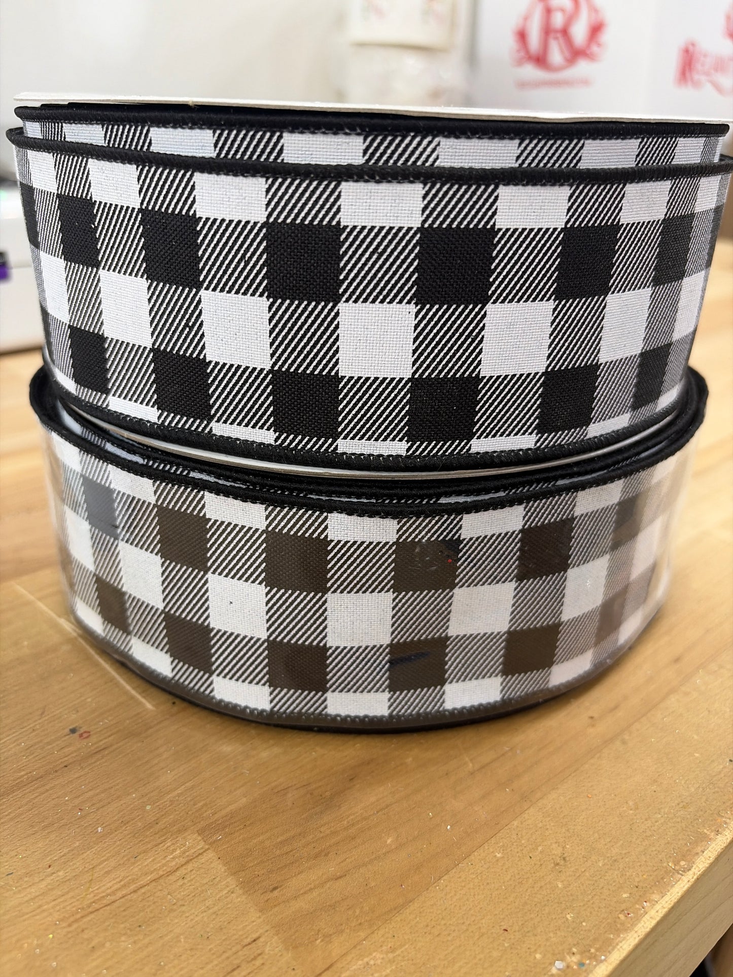 100 yds 2.5in Blk/Wht Check Ribbon