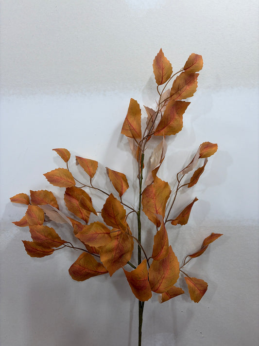 32in Golden Autumn Orange Beech Leaf Spray - Premium Greenery for Wreaths and Home Decor Vickerman