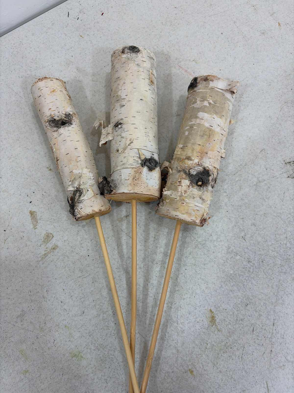 3pc SET - 6in Birch Mini Logs Winter Woods
