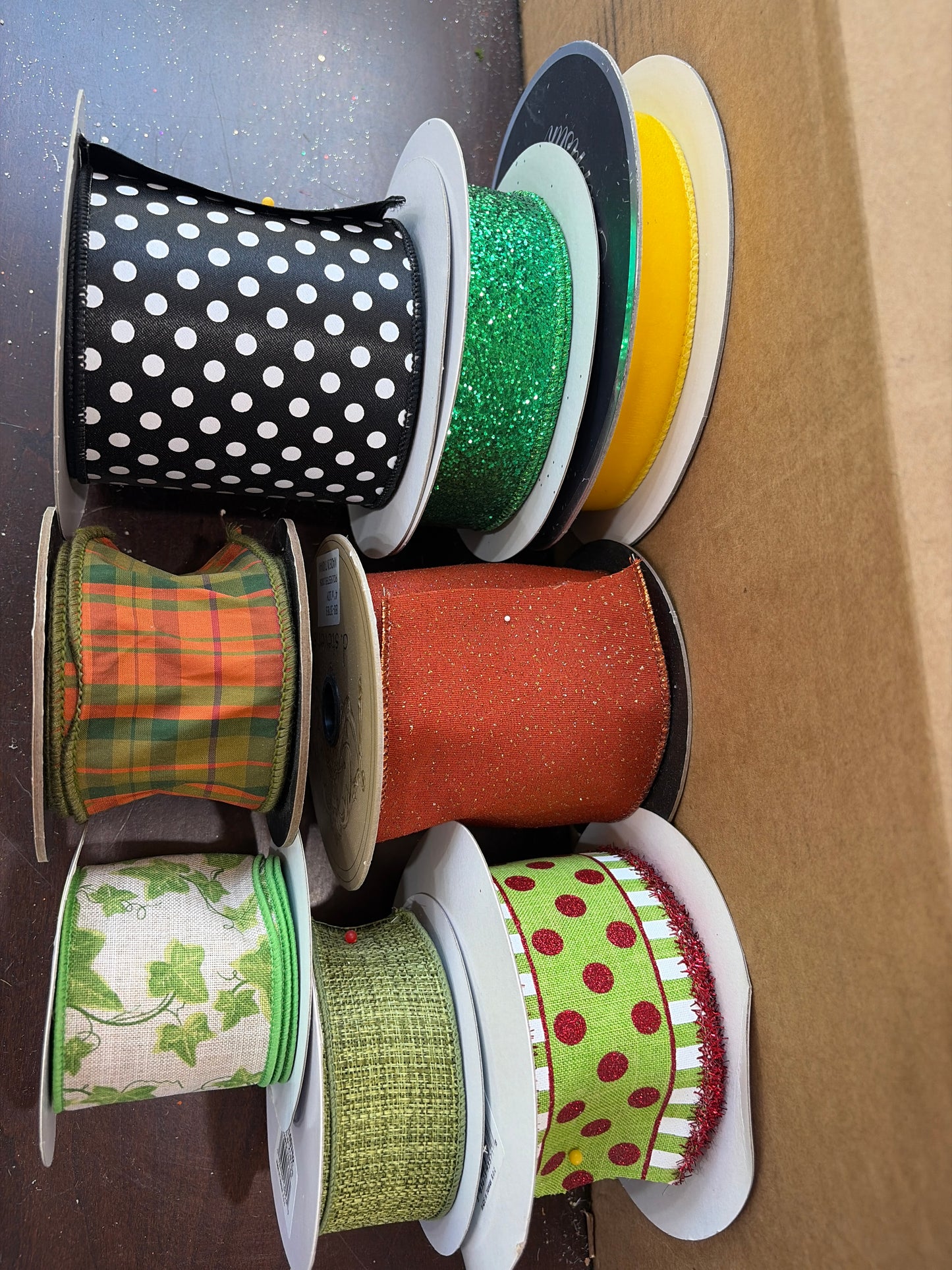 8pc REMNANT ROLLS of Ribbon