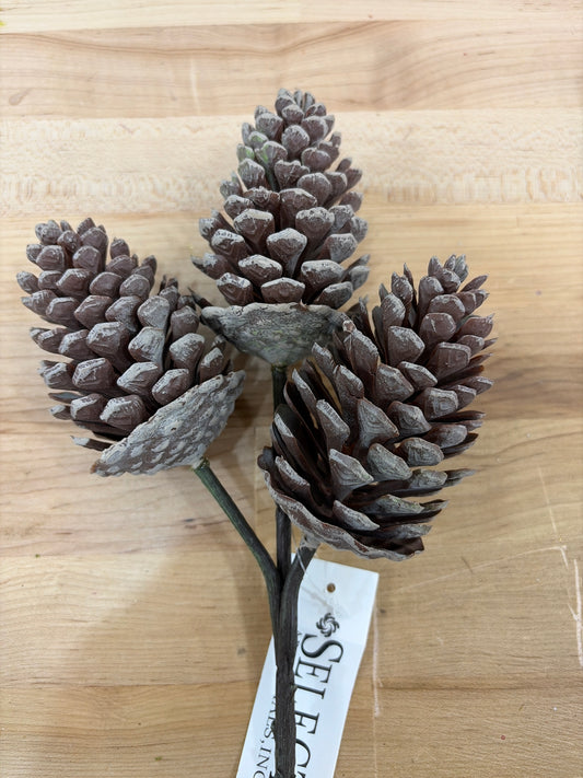 10in Washed PE Pinecone Pick x3 - Premium Greenery for Wreaths, Arrangements and Home Decor