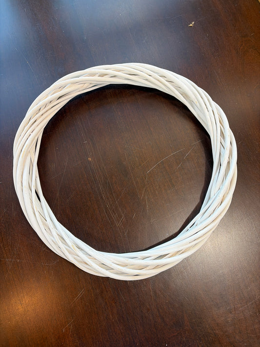 14in White Rattan Wicker Wreath Frame