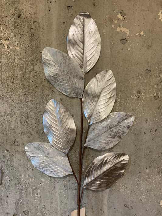 27in Metallic Magnolia Leaves SILVER