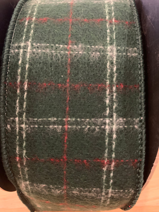 2.5inx10yd Flannel BELLE Plaid GREEN/RD/WH