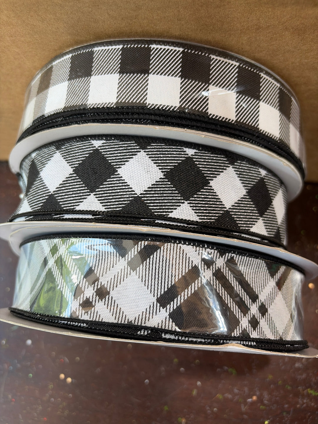150 YARDS 1.5in Black/White Ribbon