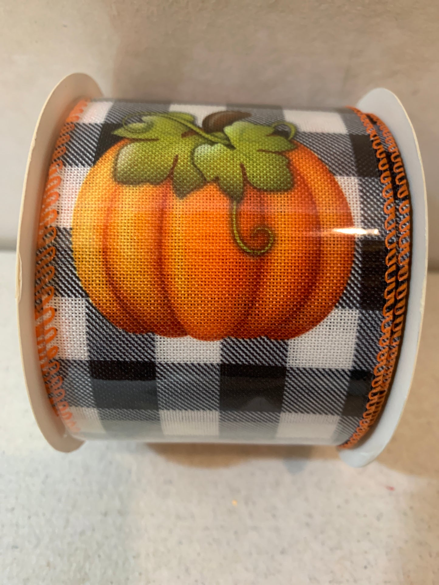 2.5inx10yd Pumpkin on BLK/WHITE