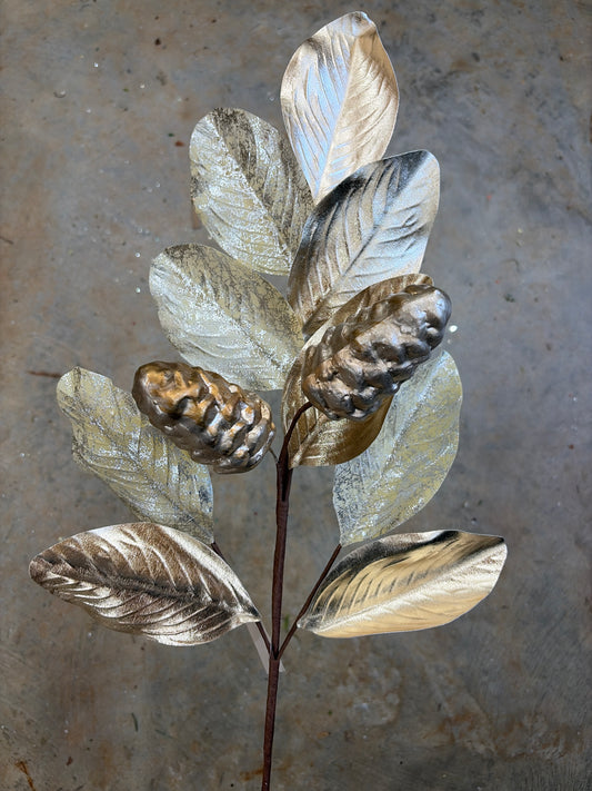 29in Champagne Magnolia & Cones - Premium Greenery for Wreaths, Arrangements and Home Decor Impressive