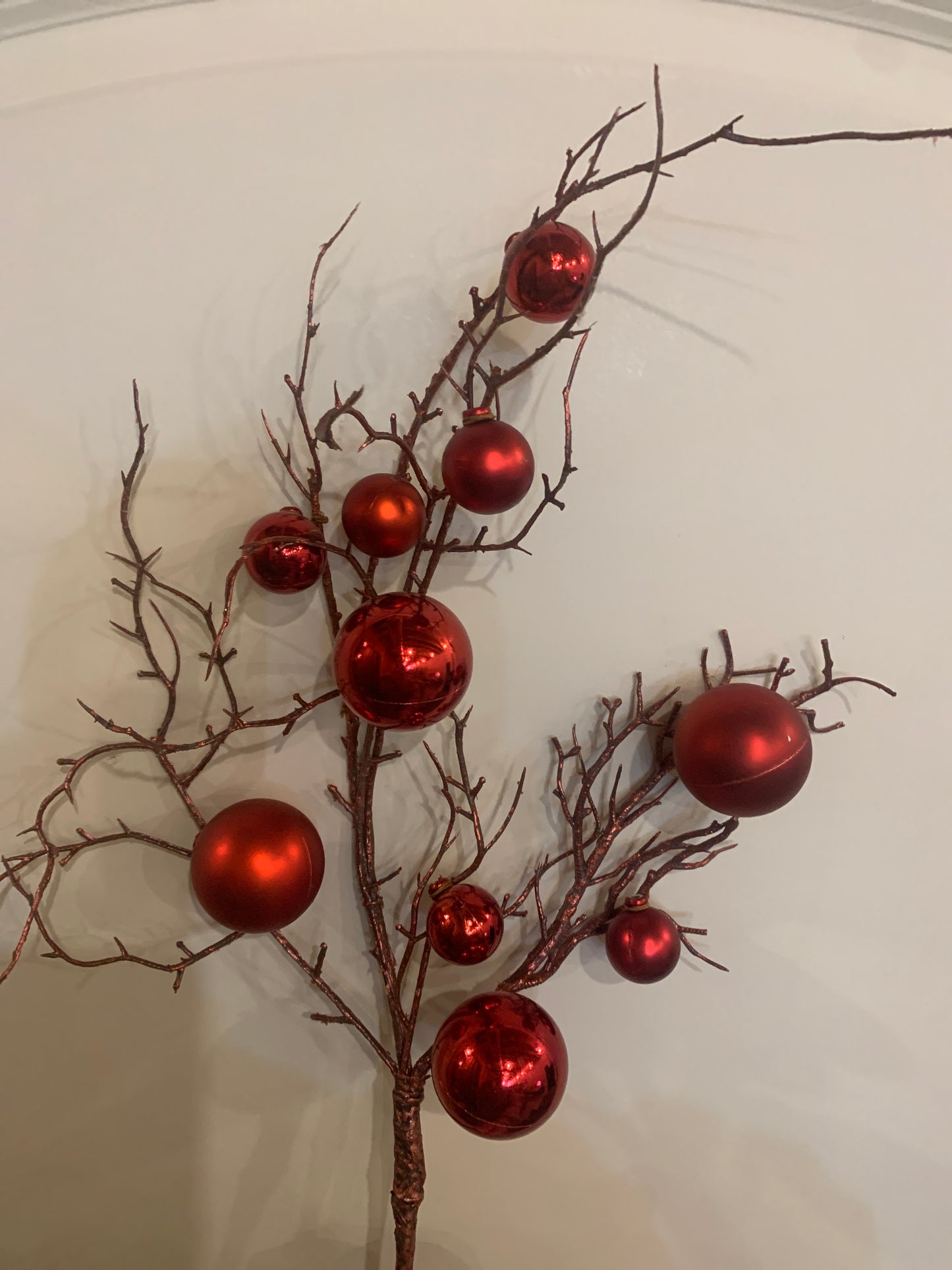 27 inch Ornament and twig Spray RED