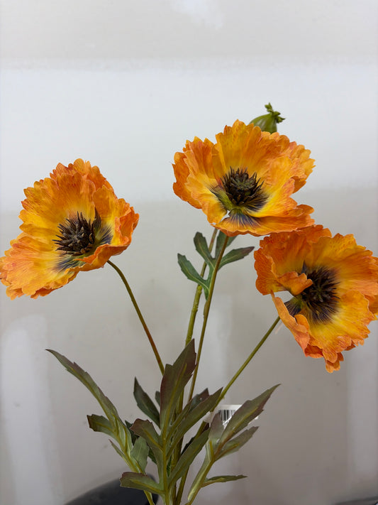 27in Orange Autumn Poppy - Premium Florals for Wreaths, Arrangements and Home Decor CRI