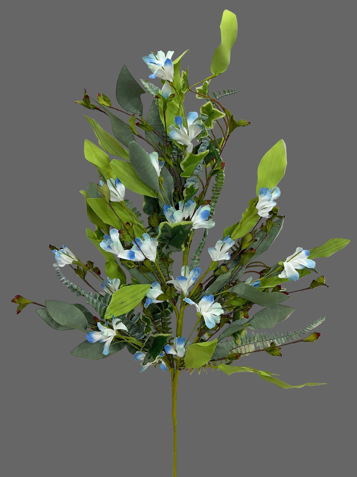 29in Blue & White Flowers in Mixed Greenery - Premium Florals for Wreaths and Home Decor LFI