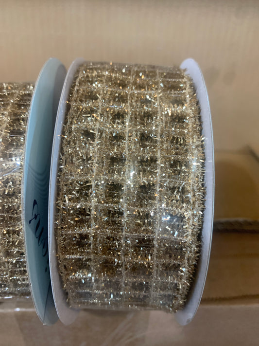 1.5inx10yd Metallic Mesh CHAMPAGNE