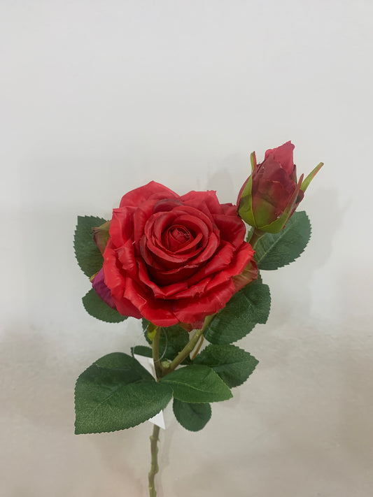 19in Red Real Touch Rose Spray - Premium Artificial Flower for Wreaths, Arrangements & Home Decor