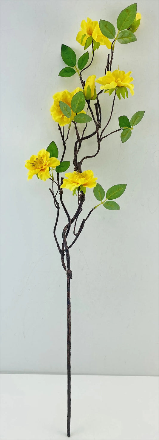 37in Yellow Wild Rose on Twiggy Branch